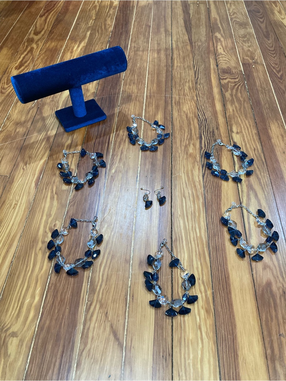 Women’s Blue and clear Bead Link Bracelets - Unbranded